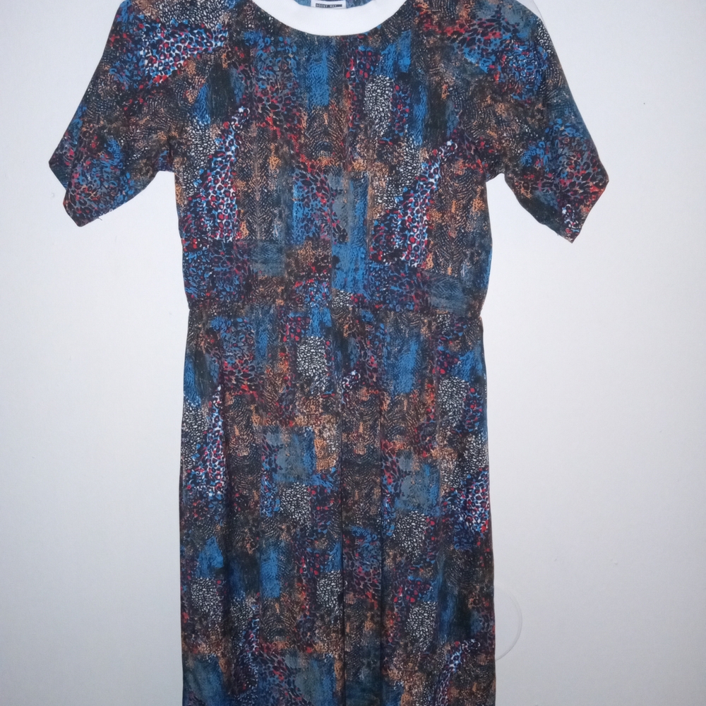 Noisy may Blue and Brown Midi Dress